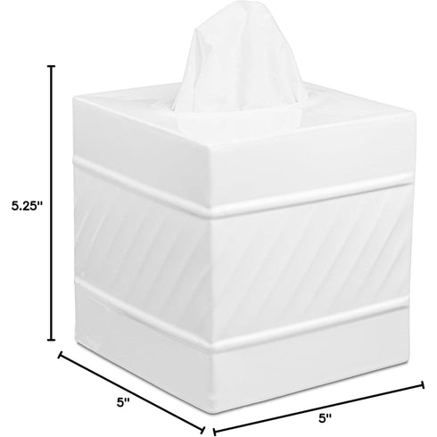 Handcrafted Wave Embossed Metal Square Tissue Box Cover